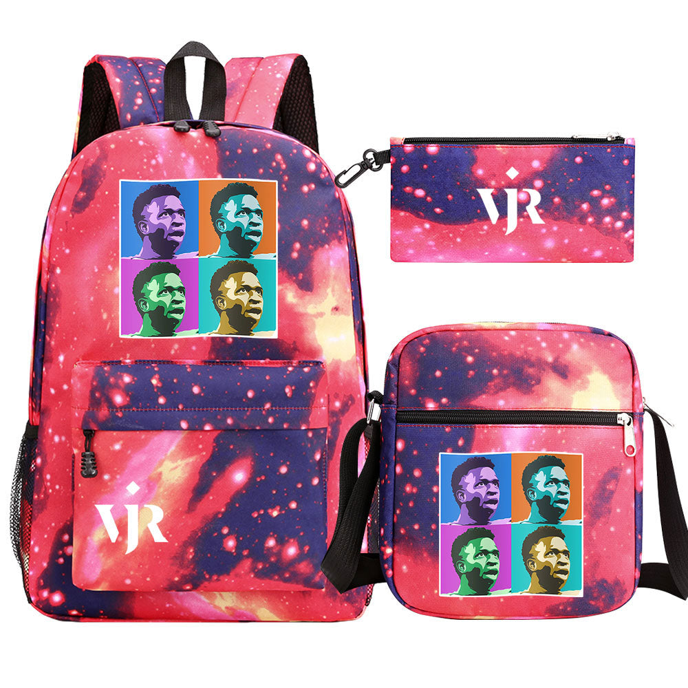 Vinicius Junior Football Player SchoolBag Backpack Shoulder Bag Book Pencil Bags 3pcs Set