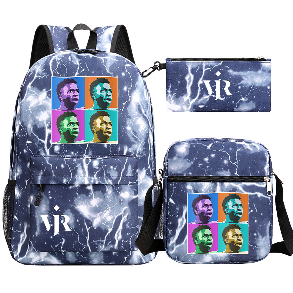 Vinicius Junior Football Player SchoolBag Backpack Shoulder Bag Book Pencil Bags 3pcs Set