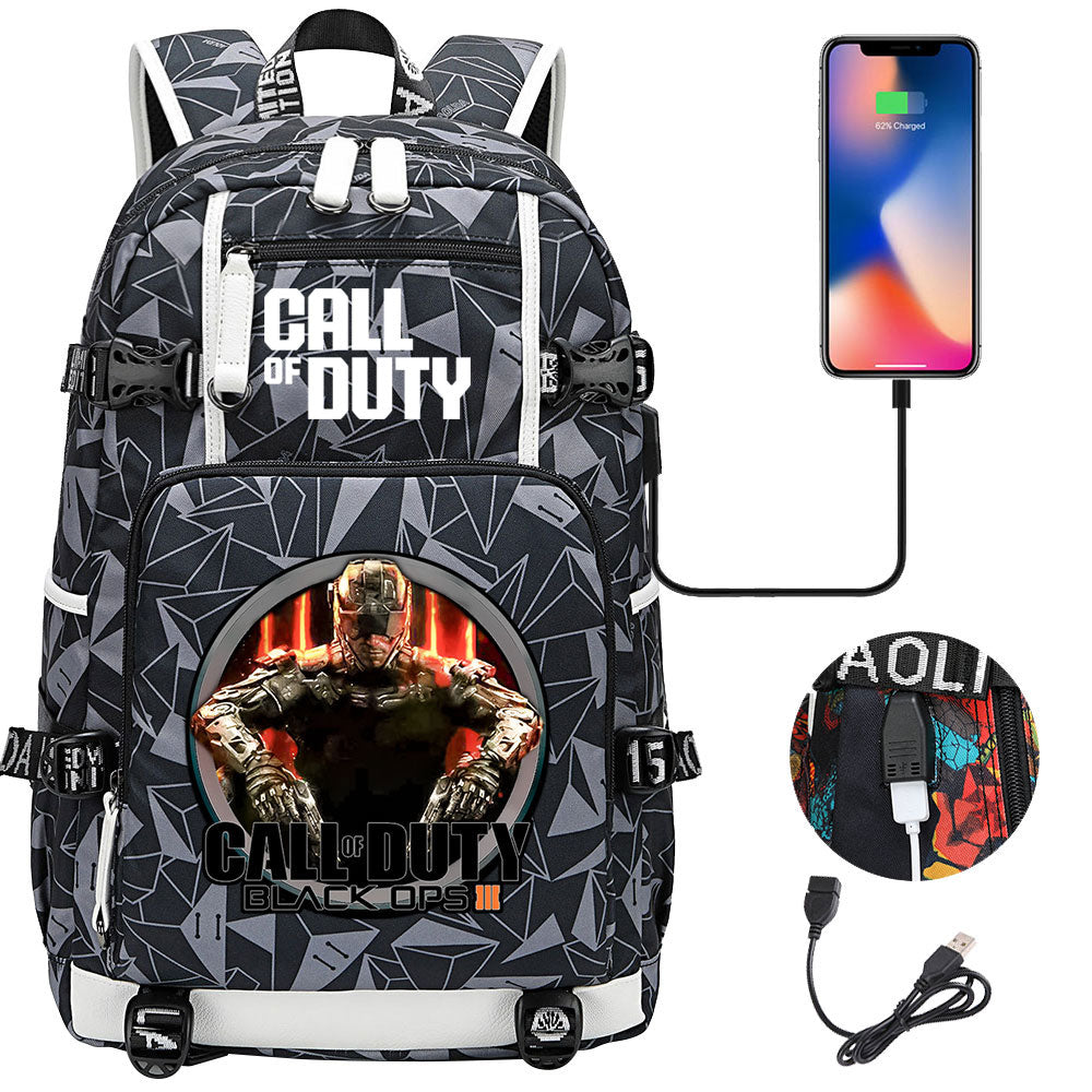 Call of Duty USB Charging Backpack School NoteBook Laptop Travel Bags