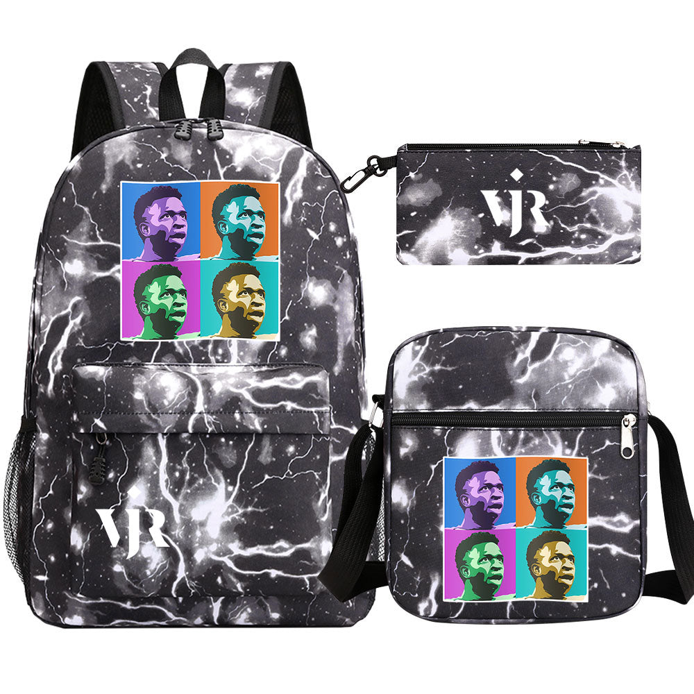 Vinicius Junior Football Player SchoolBag Backpack Shoulder Bag Book Pencil Bags 3pcs Set