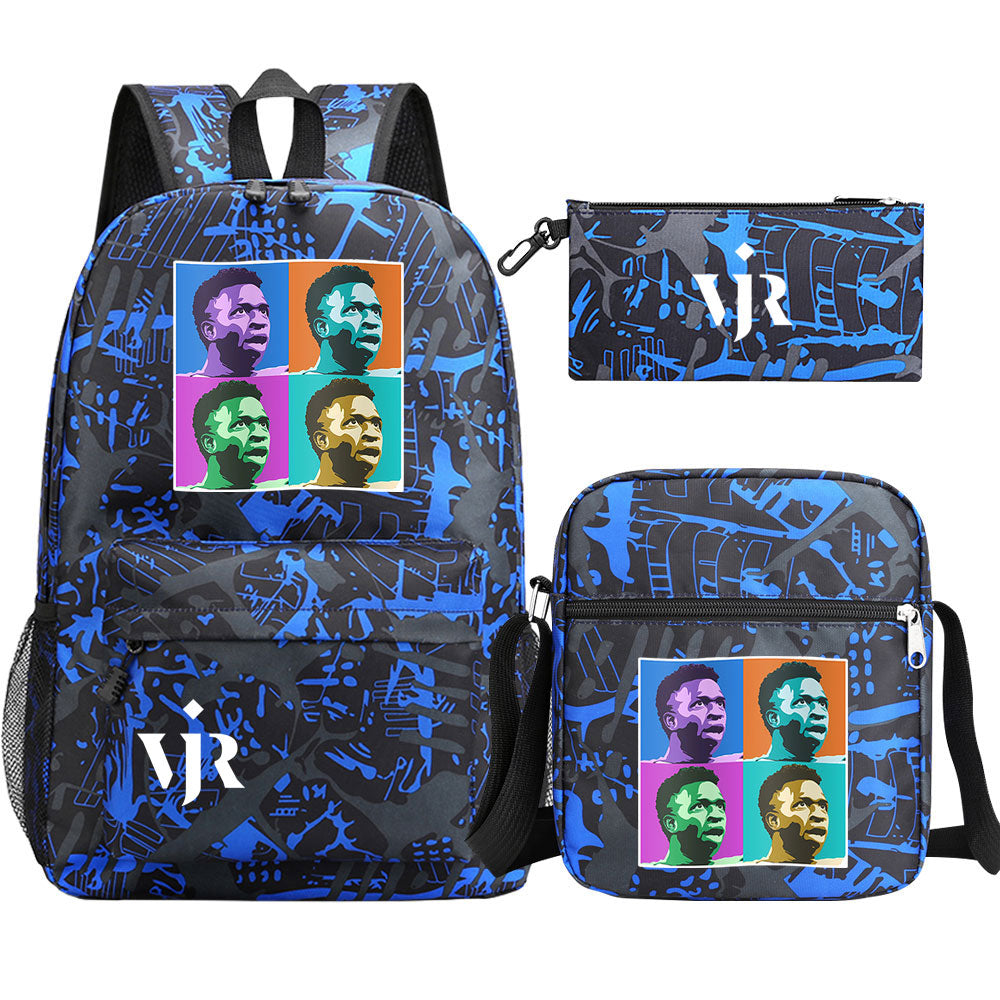 Vinicius Junior Football Player SchoolBag Backpack Shoulder Bag Book Pencil Bags 3pcs Set