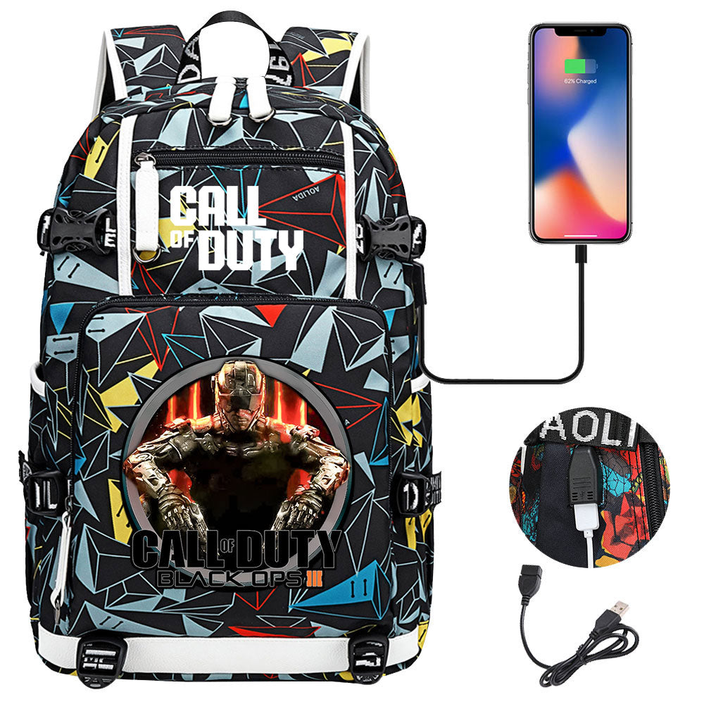 Call of Duty USB Charging Backpack School NoteBook Laptop Travel Bags