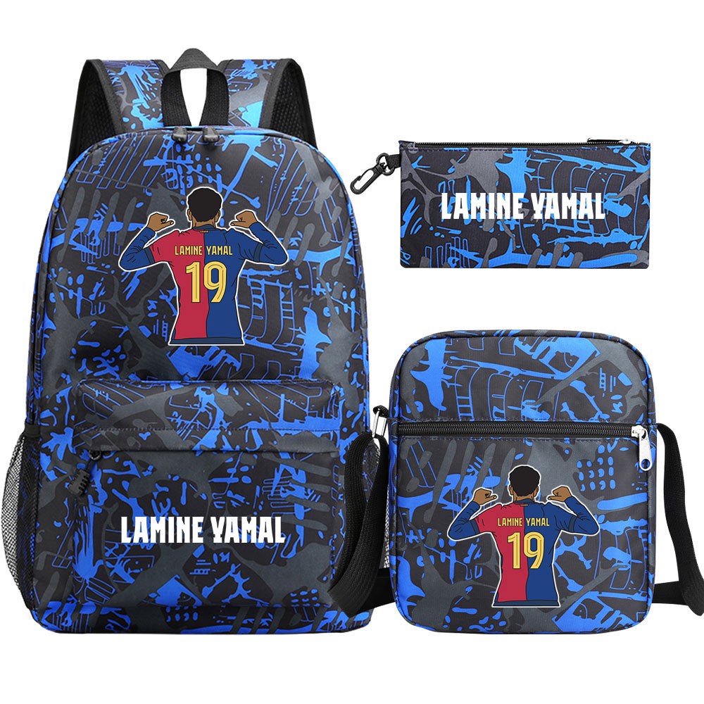 Lamine Yamal Football Player SchoolBag Backpack Shoulder Bag Book Pencil Bags 3pcs Set