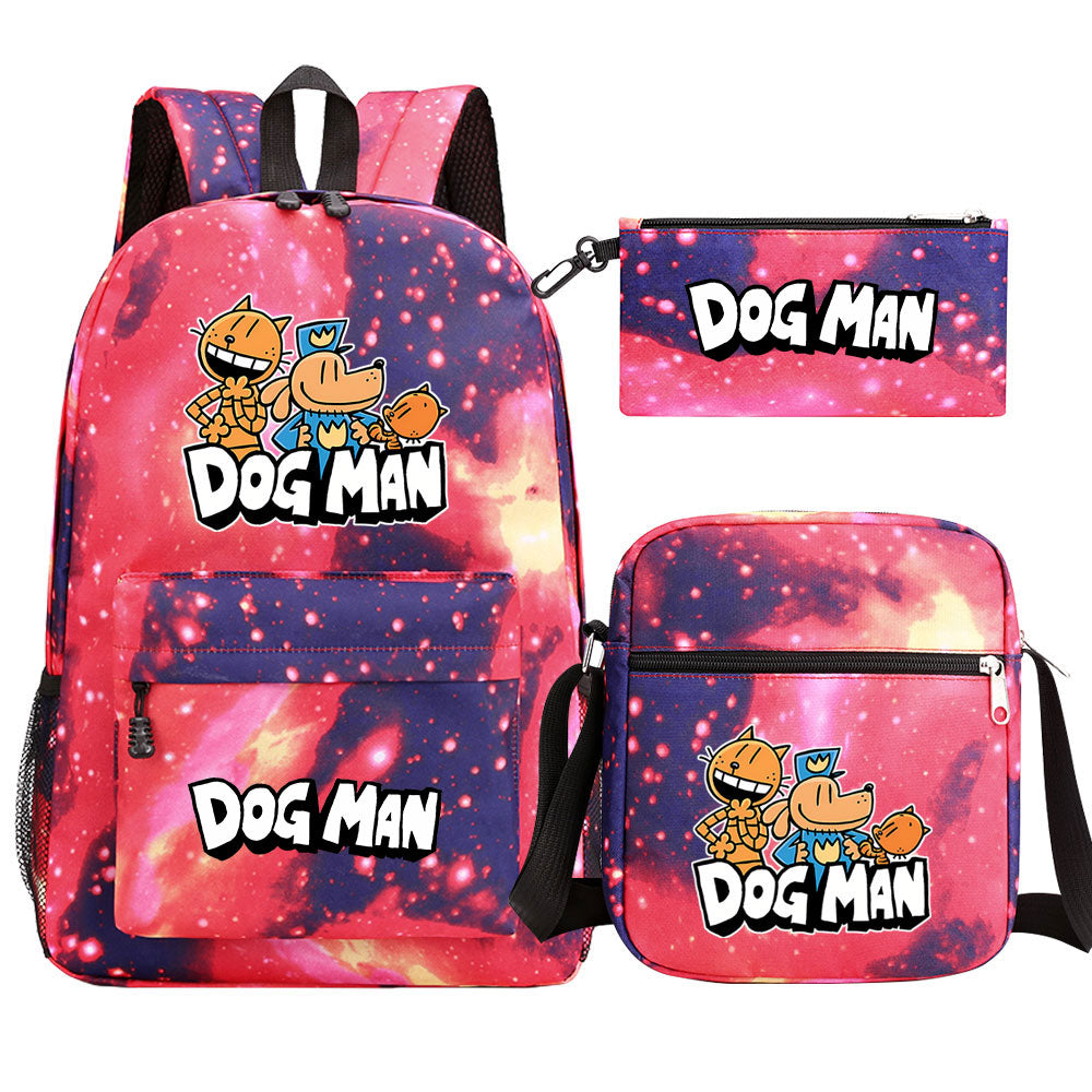 Dog Man School Bag Backpack Shoulder Bag Book Pencil Bags  3pcs Set