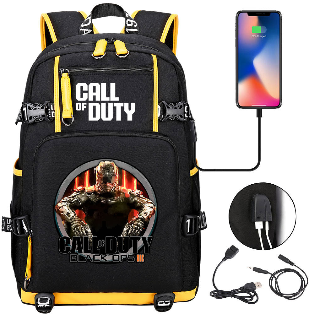 Call of Duty USB Charging Backpack School NoteBook Laptop Travel Bags