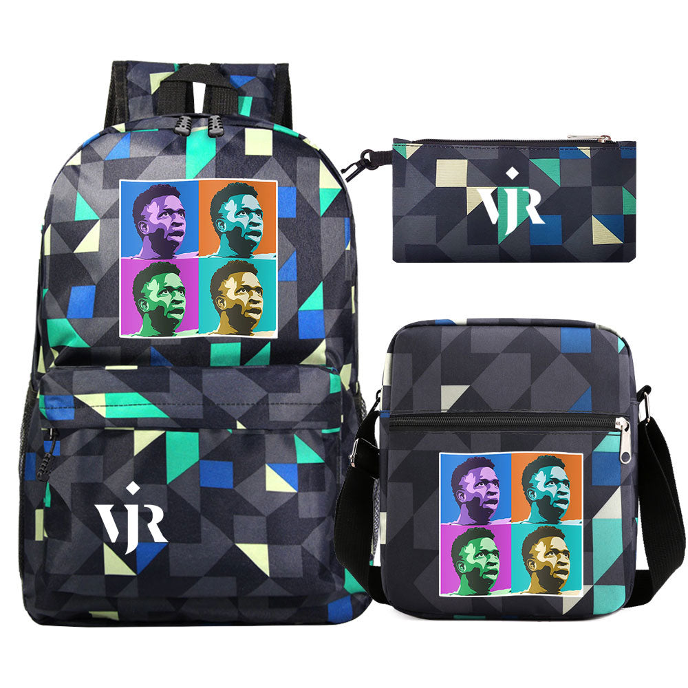 Vinicius Junior Football Player SchoolBag Backpack Shoulder Bag Book Pencil Bags 3pcs Set