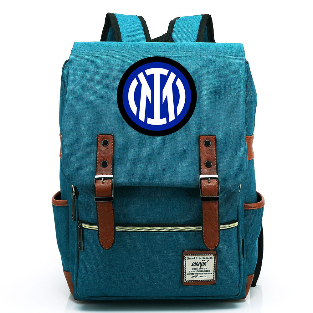 Internazionale Milano Football Club Canvas Travel Backpack School Book Bag