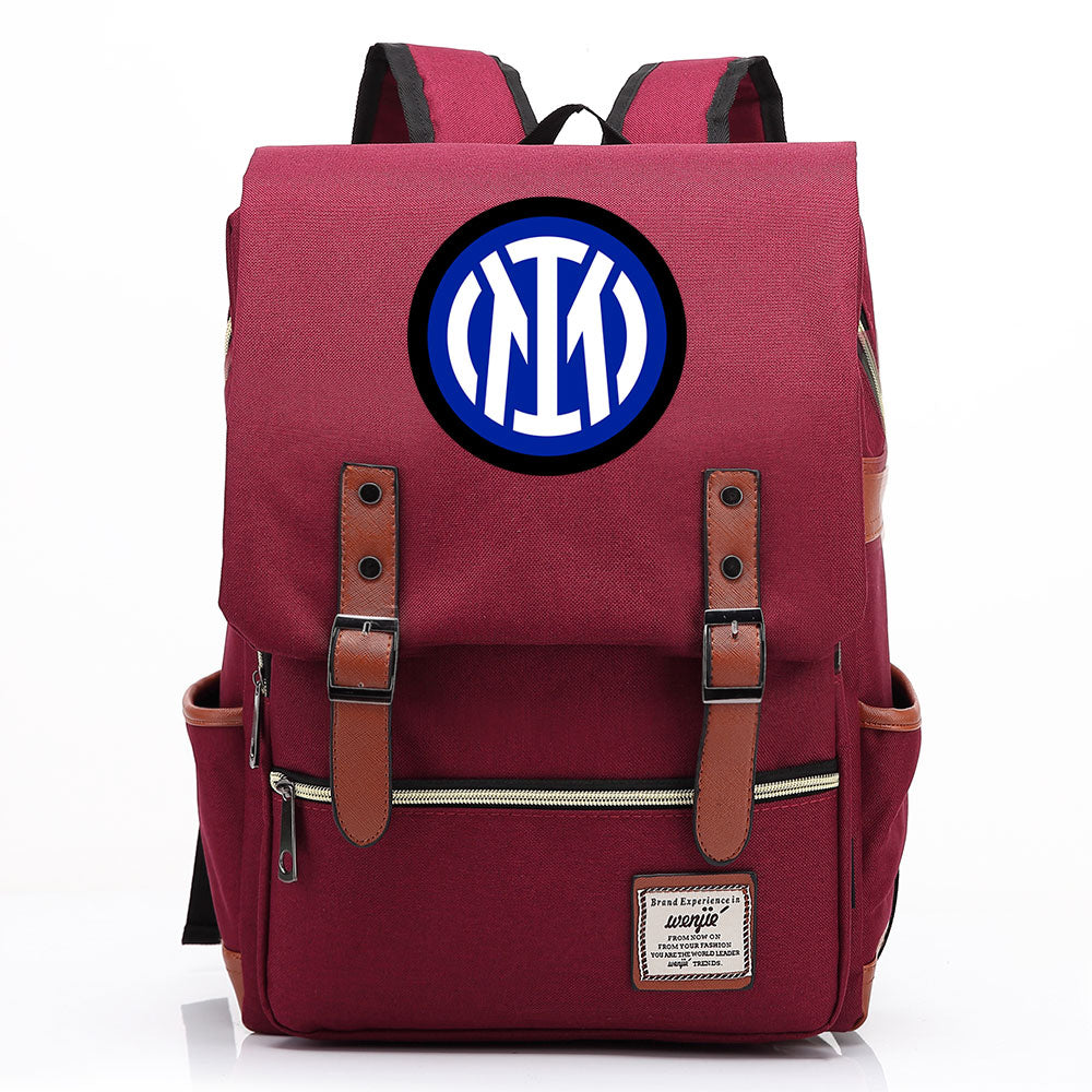 Internazionale Milano Football Club Canvas Travel Backpack School Book Bag
