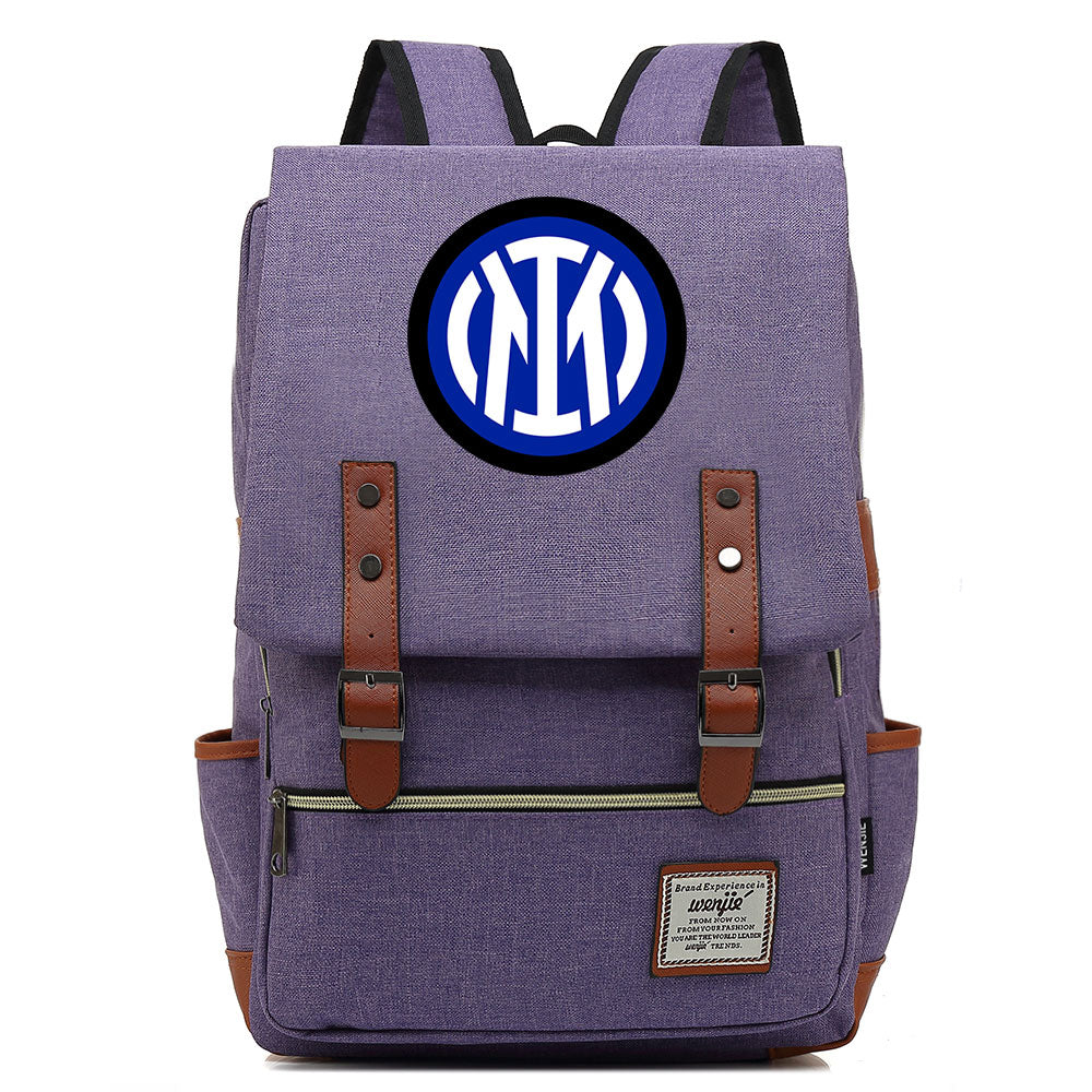 Internazionale Milano Football Club Canvas Travel Backpack School Book Bag