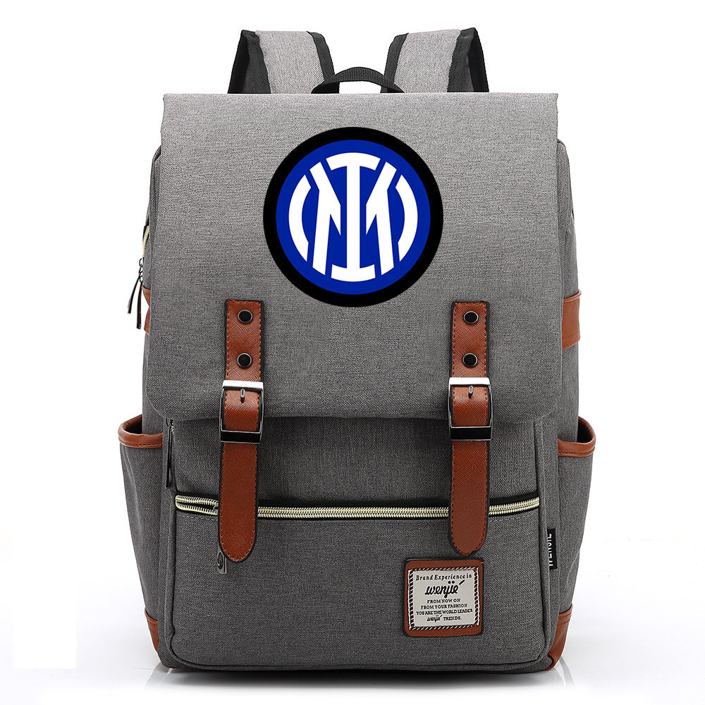 Internazionale Milano Football Club Canvas Travel Backpack School Book Bag