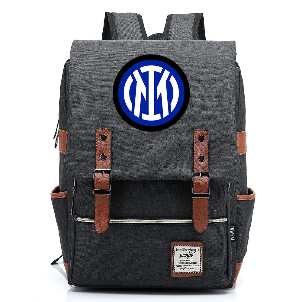 Internazionale Milano Football Club Canvas Travel Backpack School Book Bag