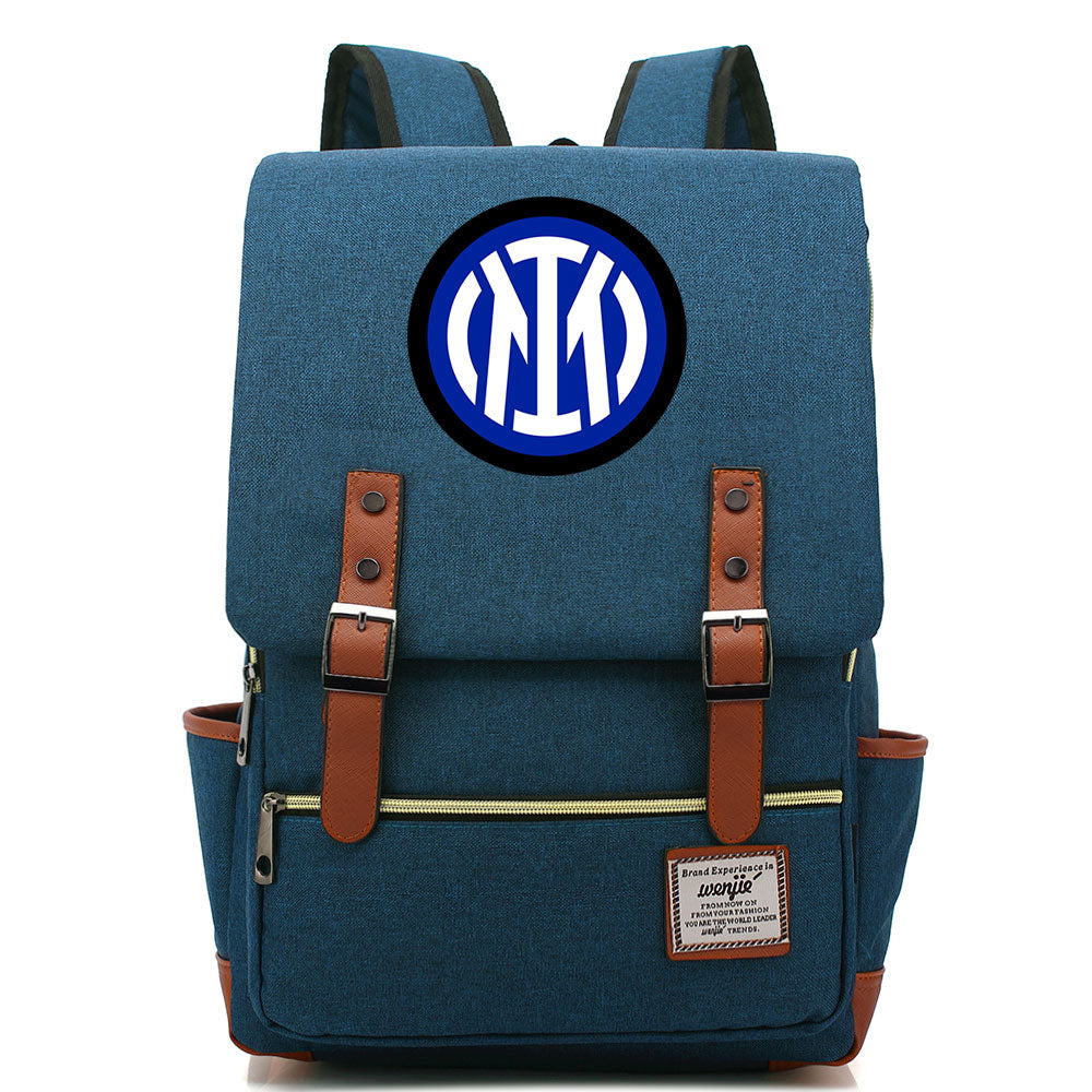 Internazionale Milano Football Club Canvas Travel Backpack School Book Bag