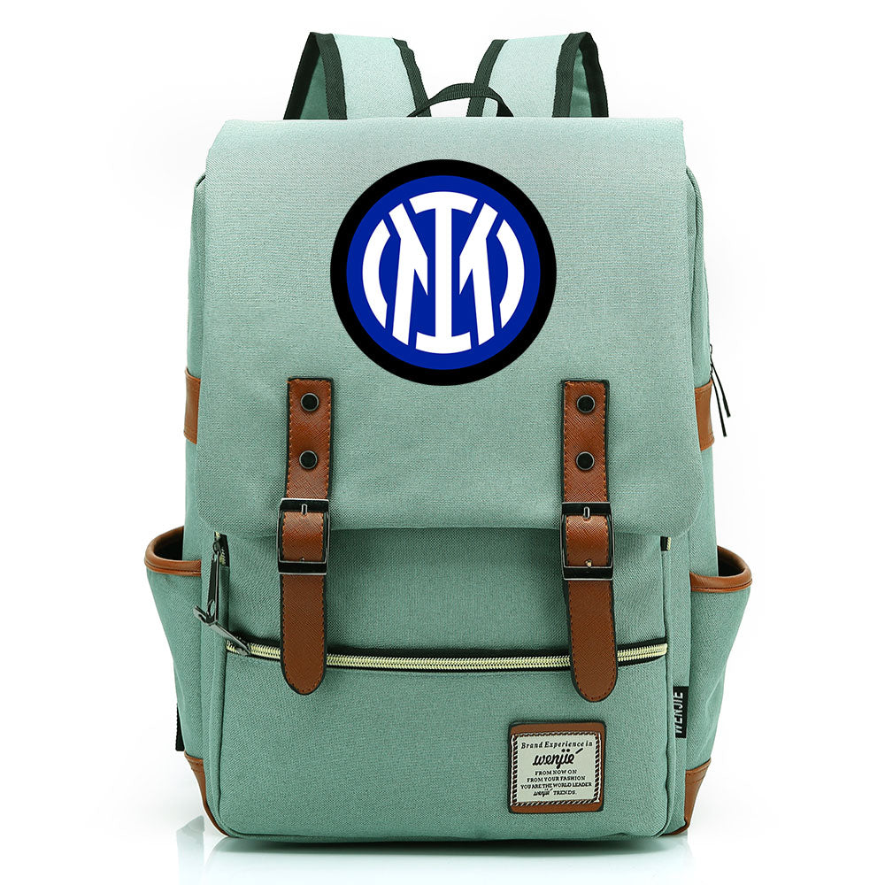 Internazionale Milano Football Club Canvas Travel Backpack School Book Bag