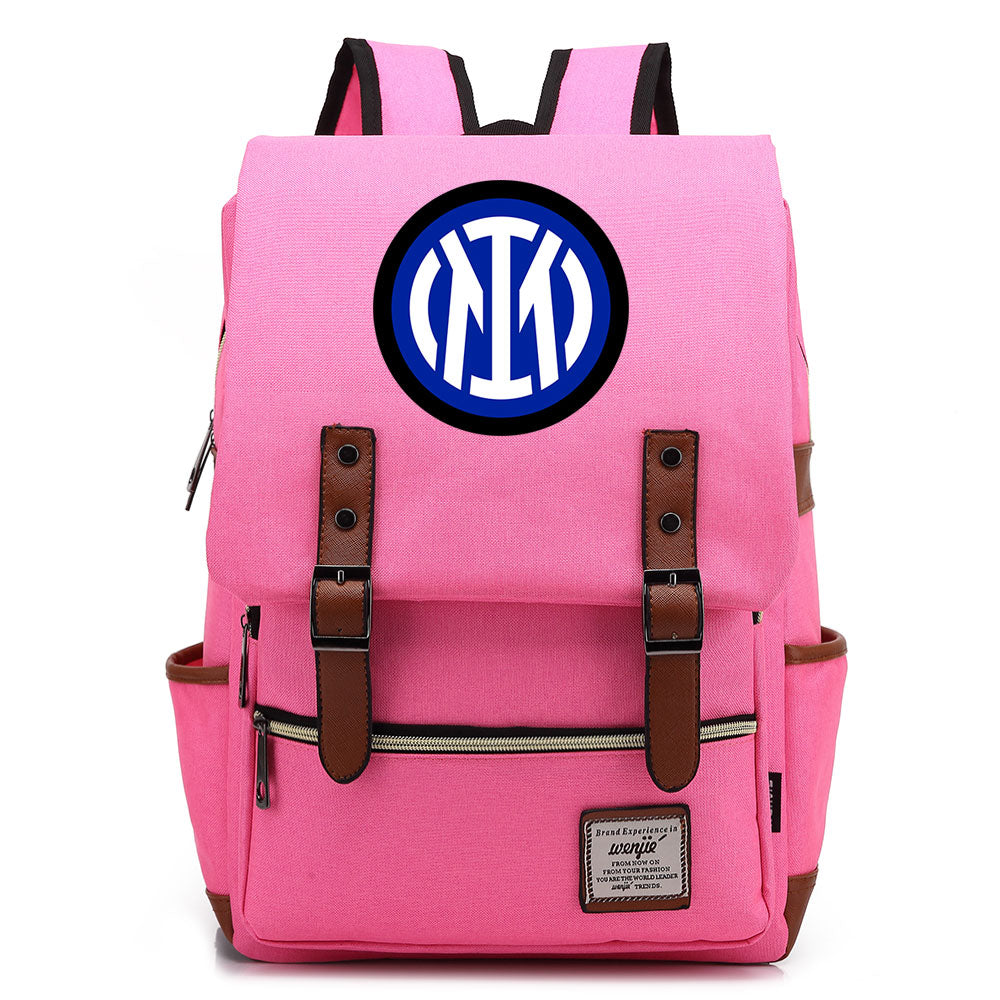 Internazionale Milano Football Club Canvas Travel Backpack School Book Bag