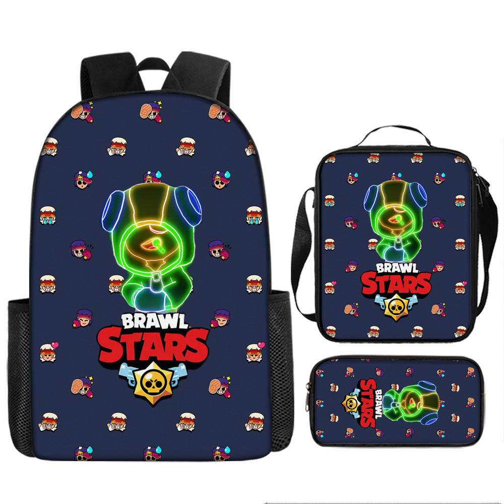 Brawl Stars Schoolbag Backpack Lunch Bag Pencil Case 3pcs Set Gift for Kids Students