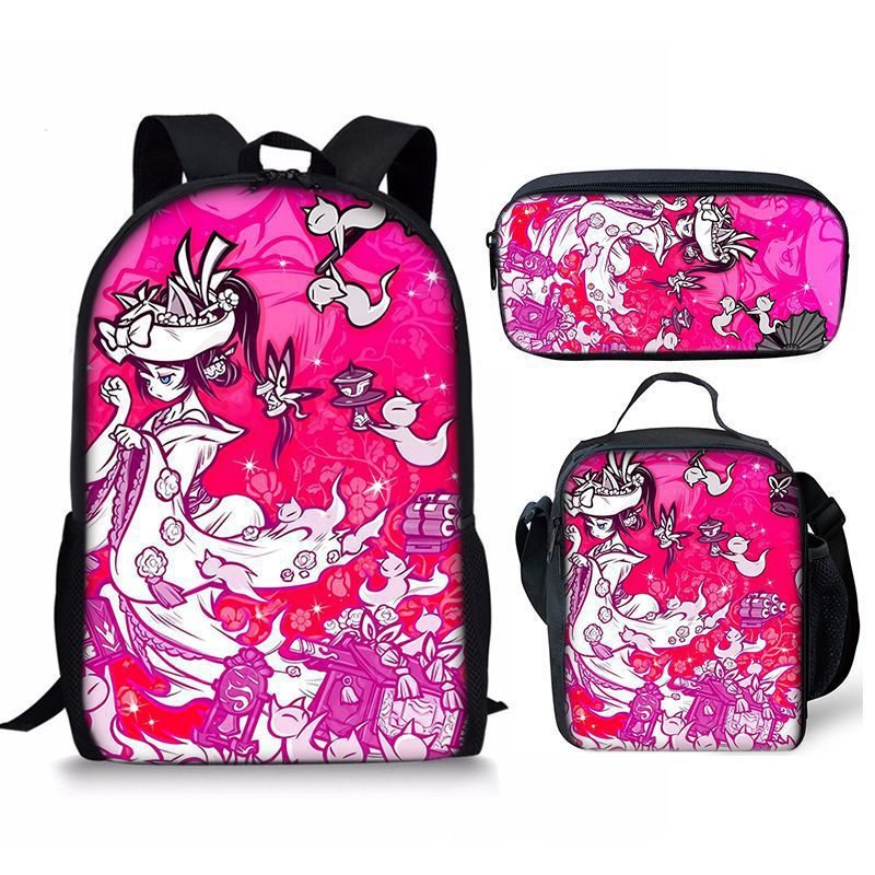The Battle Cats Schoolbag Backpack Lunch Bag Pencil Case 3pcs Set Gift for Kids Students
