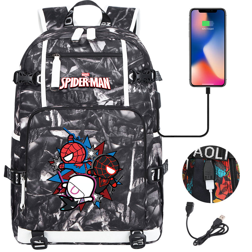 Spider Man Across the Spider Verse USB Charging Backpack School NoteBook Laptop Travel Bags