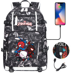 Spider Man Across the Spider Verse USB Charging Backpack School NoteBook Laptop Travel Bags
