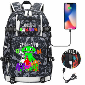 Garten of Banban USB Charging Backpack School NoteBook Laptop Travel Bags