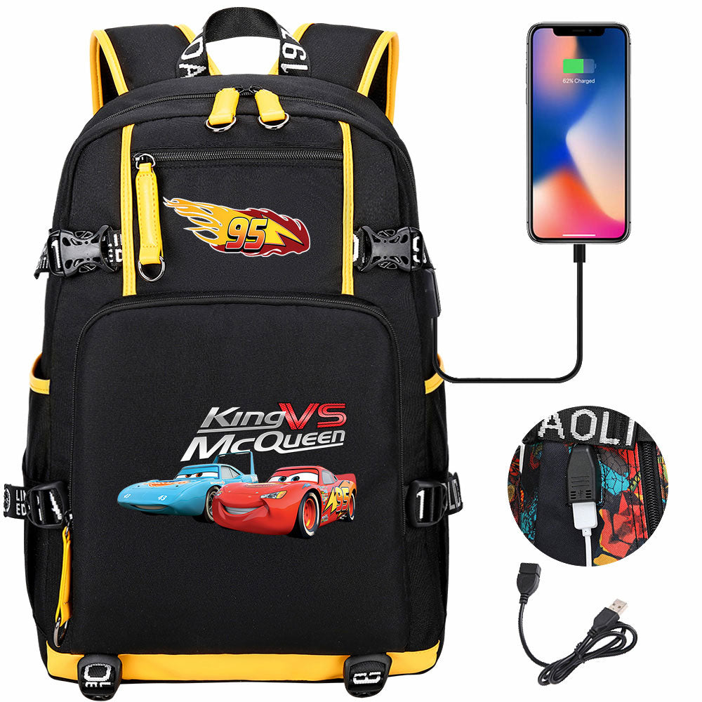 Cars Lightning USB Charging Backpack School NoteBook Laptop Travel Bags