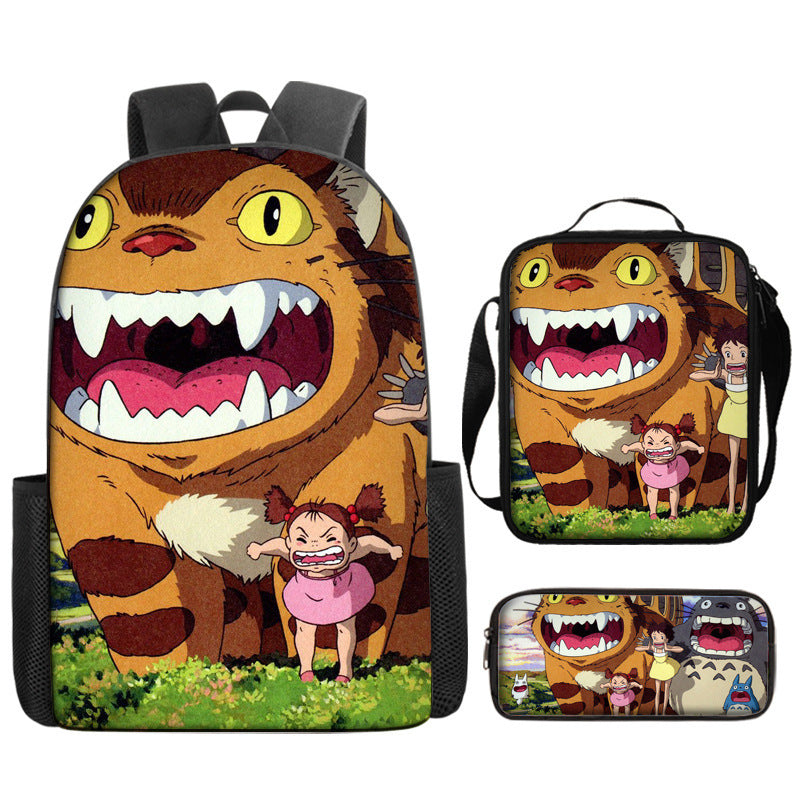 My Neighbor Totoro Schoolbag Backpack Lunch Bag Pencil Case 3pcs Set Gift for Kids Students