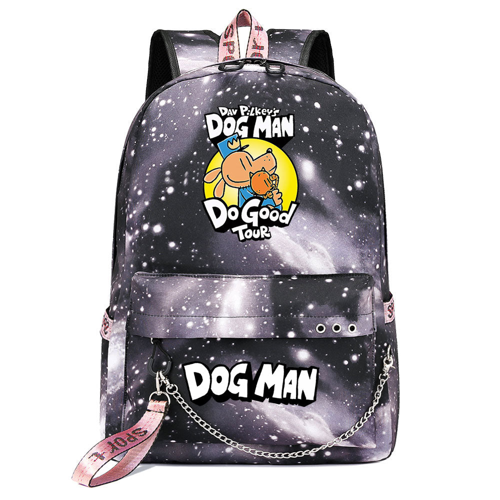 Dog Man USB Charging Backpack Shoolbag Notebook Bag Gifts for Kids Students