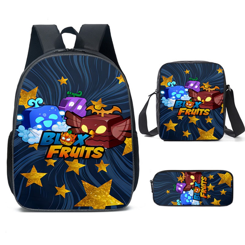 Blox Fruits Schoolbag Backpack Lunch Bag Pencil Case 3pcs Set Gift for Kids Students