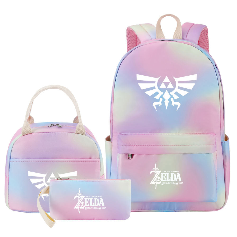 Zelda Pink Starry Sky SchoolBag Backpack Lunch Box Bag Book Pencil Bags 3pcs Set