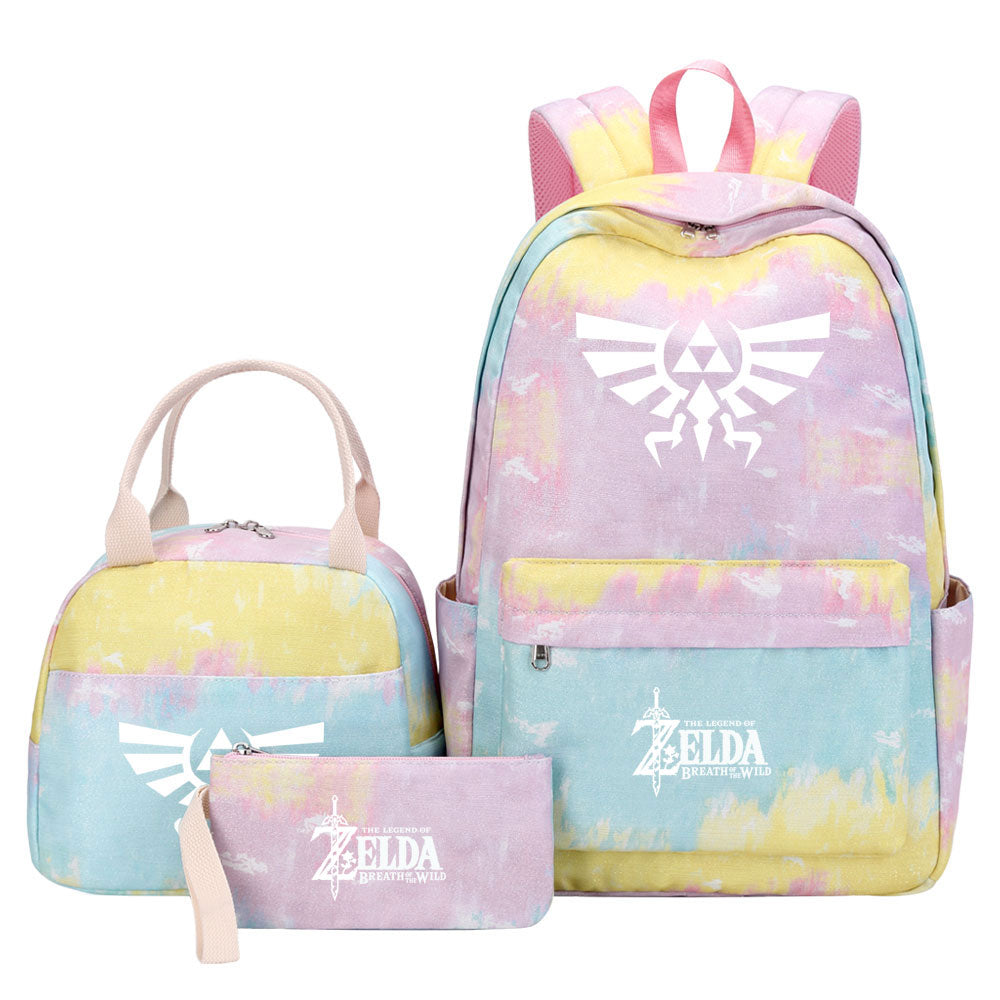 Zelda Pink Starry Sky SchoolBag Backpack Lunch Box Bag Book Pencil Bags 3pcs Set