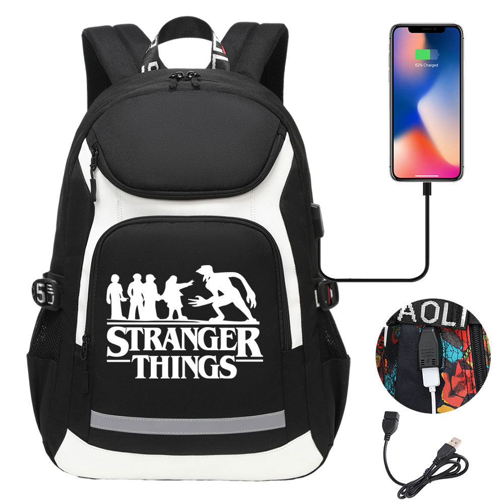 Strangers Things USB Charging Backpack School NoteBook Laptop Travel Bags