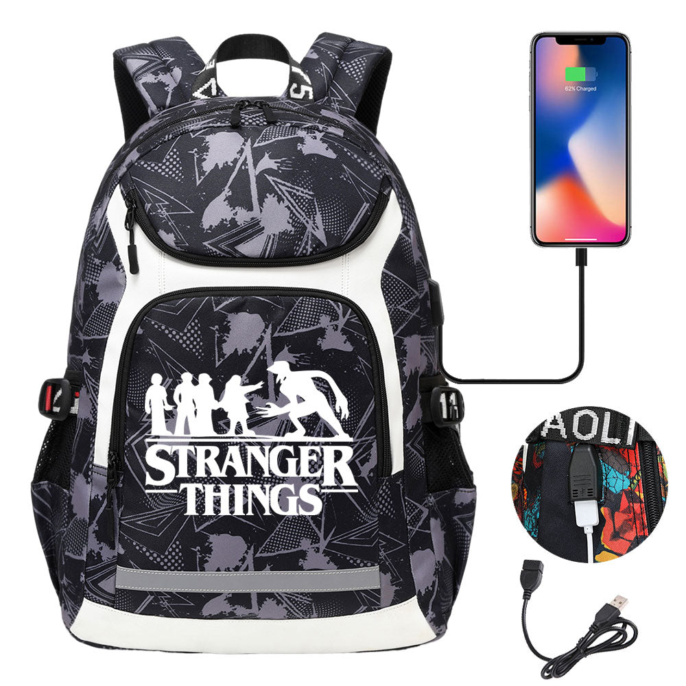 Strangers Things USB Charging Backpack School NoteBook Laptop Travel Bags