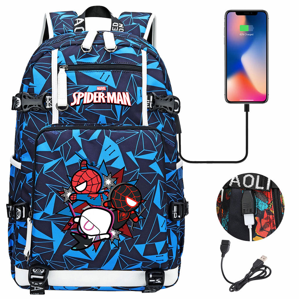 Spider Man Across the Spider Verse USB Charging Backpack School NoteBook Laptop Travel Bags