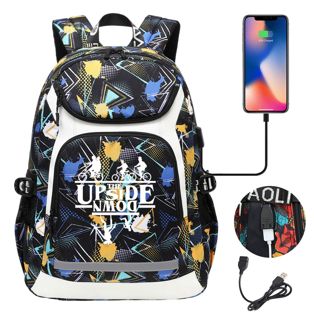 Strangers Things USB Charging Backpack School NoteBook Laptop Travel Bags