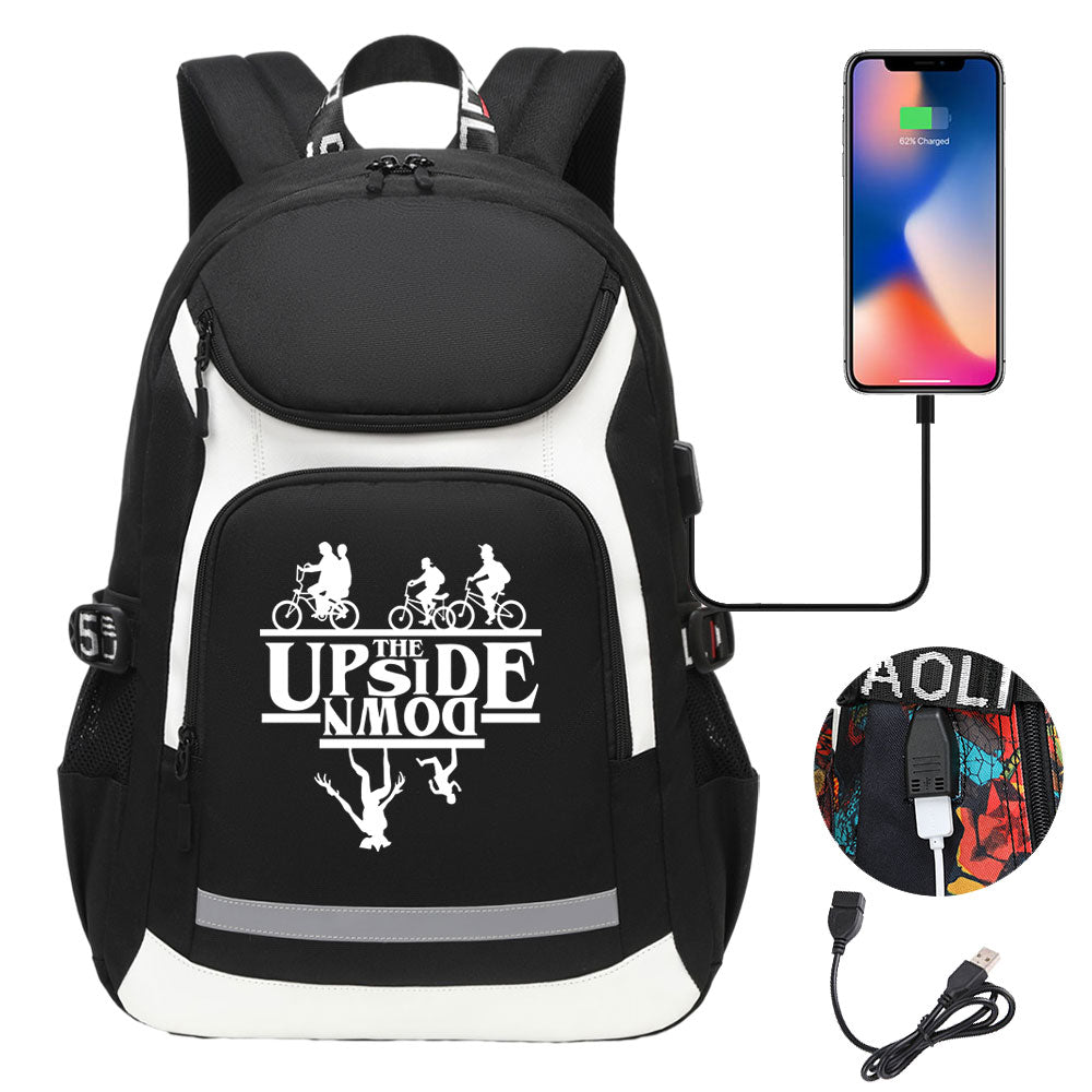Strangers Things USB Charging Backpack School NoteBook Laptop Travel Bags