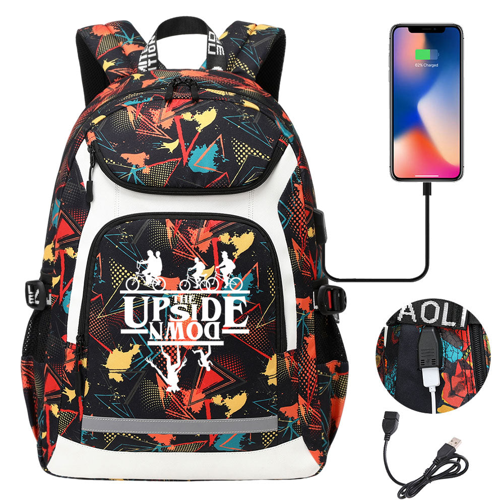Strangers Things USB Charging Backpack School NoteBook Laptop Travel Bags