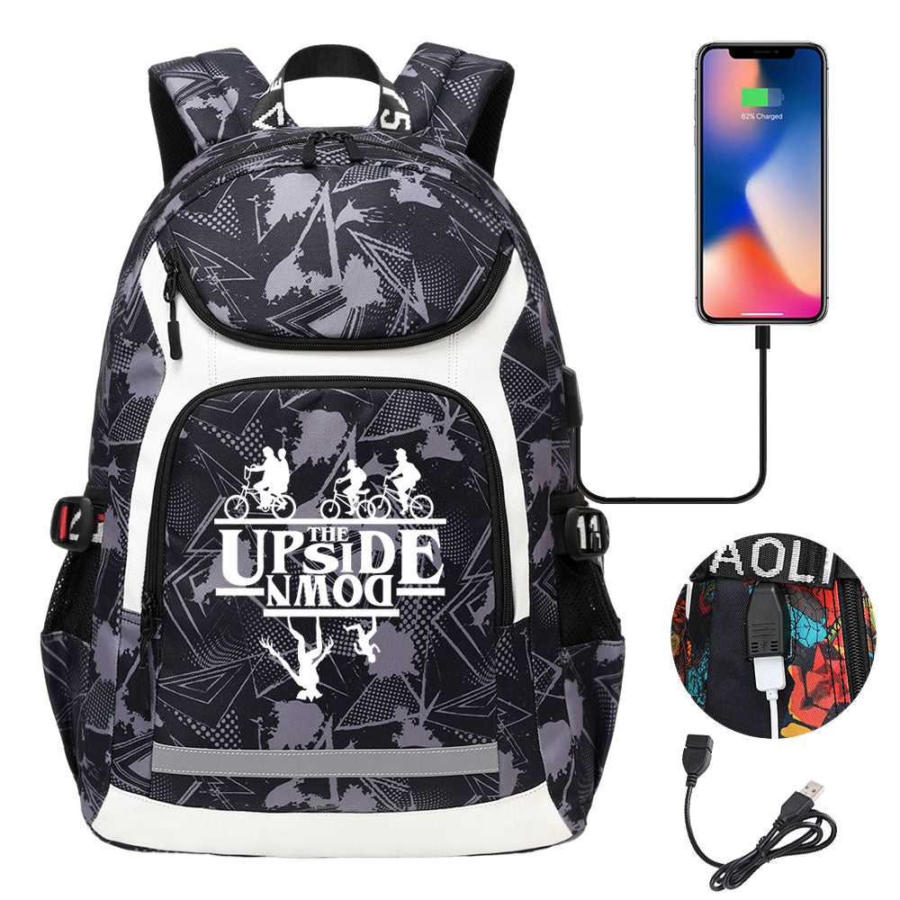 Strangers Things USB Charging Backpack School NoteBook Laptop Travel Bags