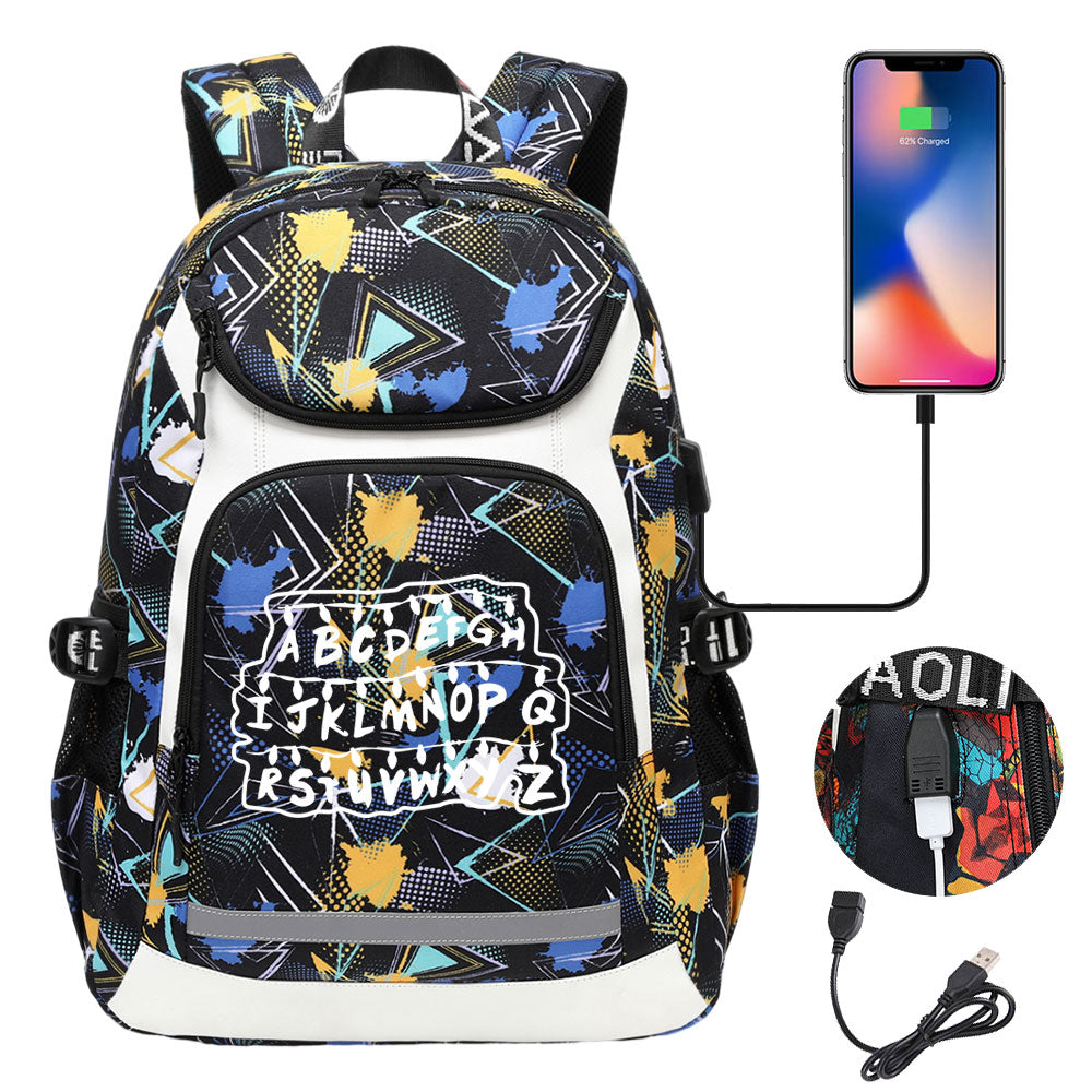 Strangers Things USB Charging Backpack School NoteBook Laptop Travel Bags