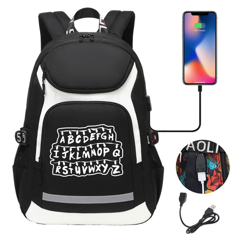 Strangers Things USB Charging Backpack School NoteBook Laptop Travel Bags