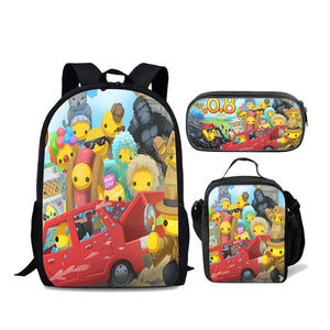 Wobbly Life Schoolbag Backpack Lunch Bag Pencil Case 3pcs Set Gift for Kids Students