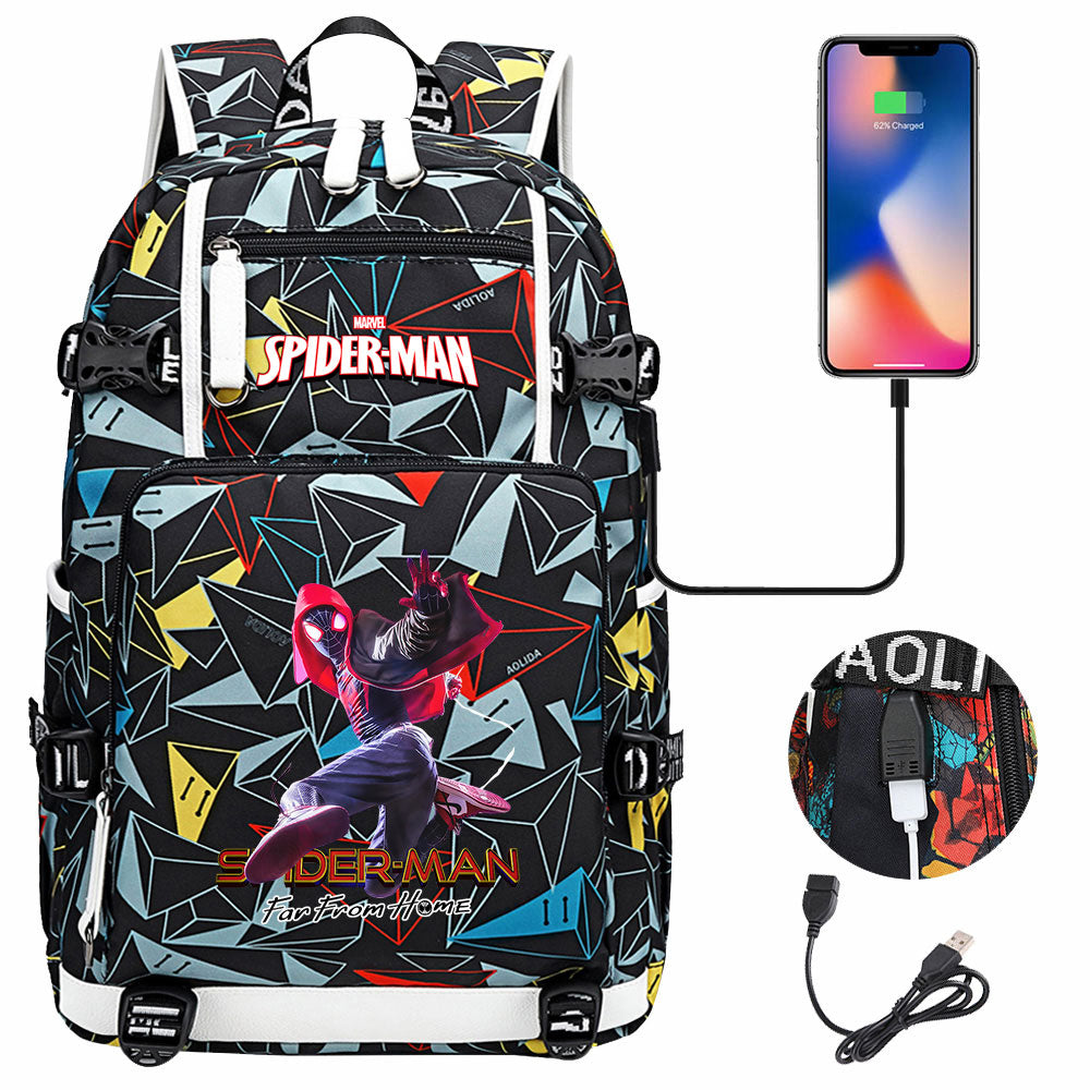 Spider Man Across the Spider Verse USB Charging Backpack School NoteBook Laptop Travel Bags