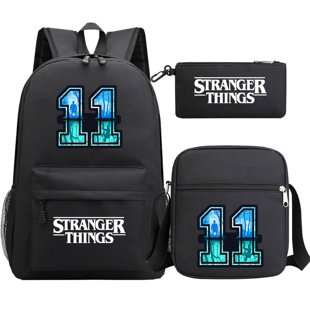Strangers Things 11 SchoolBag Backpack Shoulder Bag Book Pencil Bags 3pcs Set