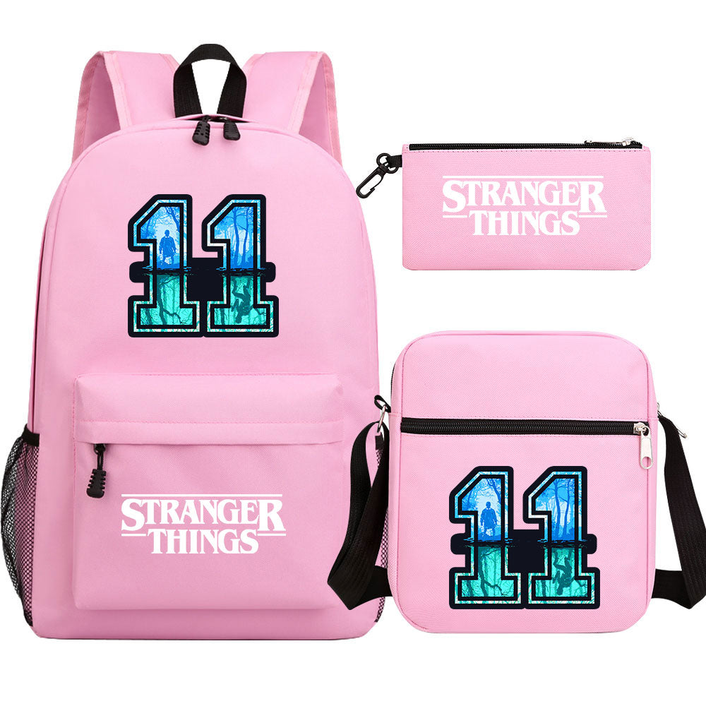 Strangers Things 11 SchoolBag Backpack Shoulder Bag Book Pencil Bags 3pcs Set