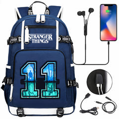 Strangers Things 11 USB Charging Backpack School NoteBook Laptop Travel Bags