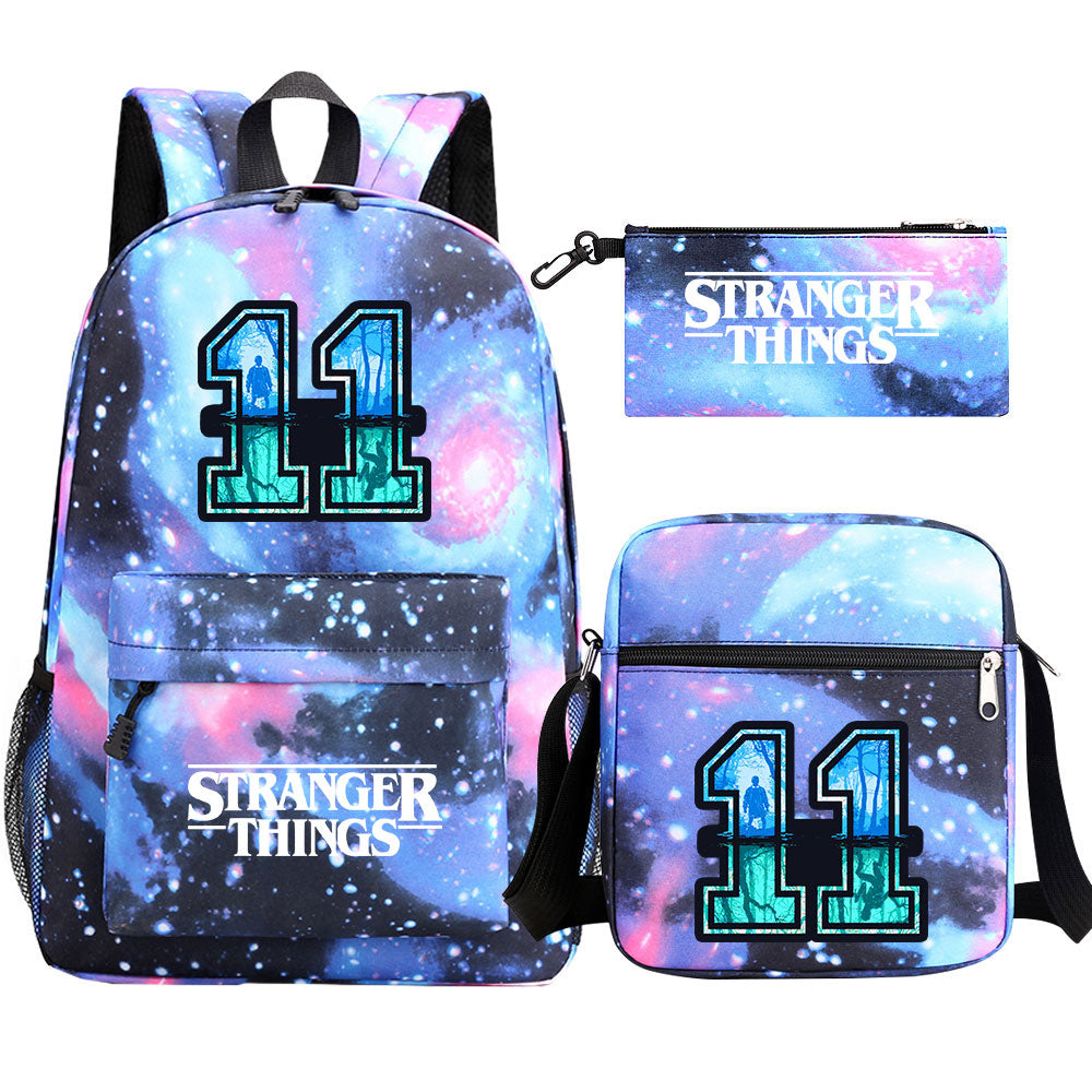 Strangers Things 11 SchoolBag Backpack Shoulder Bag Book Pencil Bags 3pcs Set