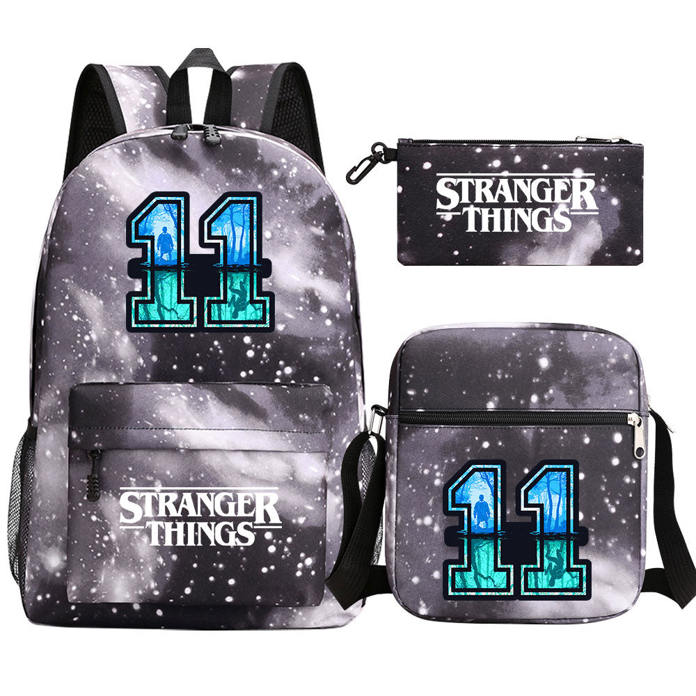 Strangers Things 11 SchoolBag Backpack Shoulder Bag Book Pencil Bags 3pcs Set