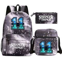 Strangers Things 11 SchoolBag Backpack Shoulder Bag Book Pencil Bags 3pcs Set