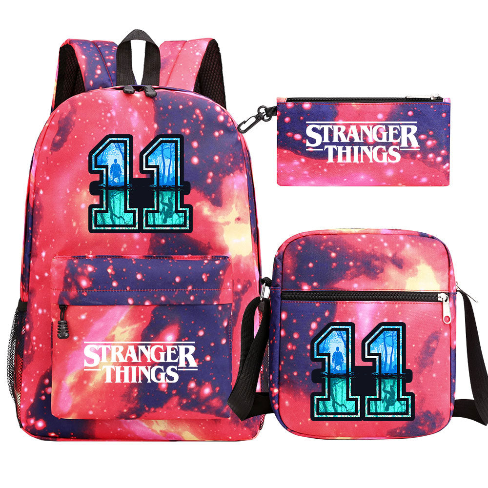 Strangers Things 11 SchoolBag Backpack Shoulder Bag Book Pencil Bags 3pcs Set