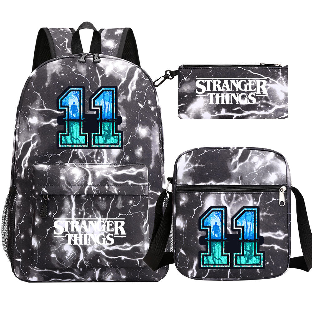 Strangers Things 11 SchoolBag Backpack Shoulder Bag Book Pencil Bags 3pcs Set