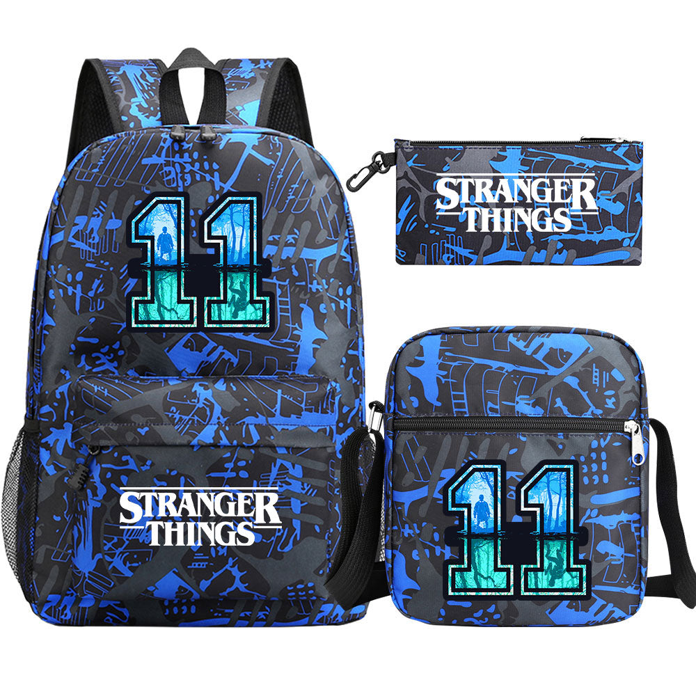 Strangers Things 11 SchoolBag Backpack Shoulder Bag Book Pencil Bags 3pcs Set