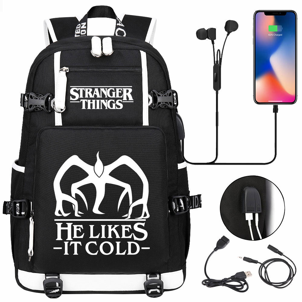 Strangers Things The Demogorgon USB Charging Backpack School NoteBook Laptop Travel Bags